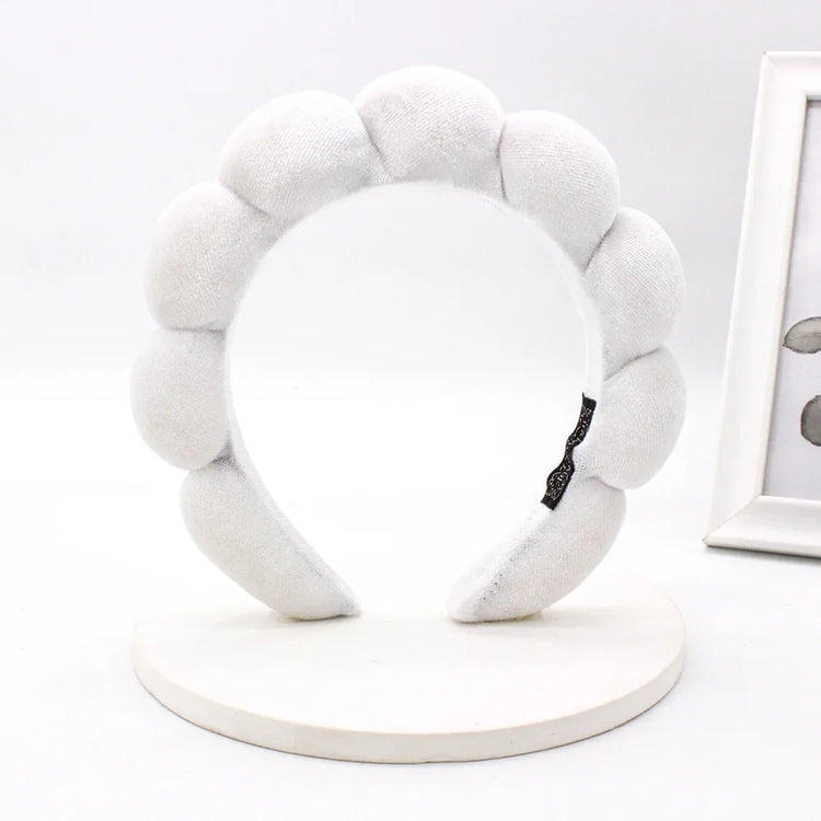 WHITE Color Velvet Spa Headband For Face Washing And Skincare