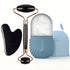 3pcs set-Blue Color Silicone Ice Face Roller Set With Gua Sha Massage Tools