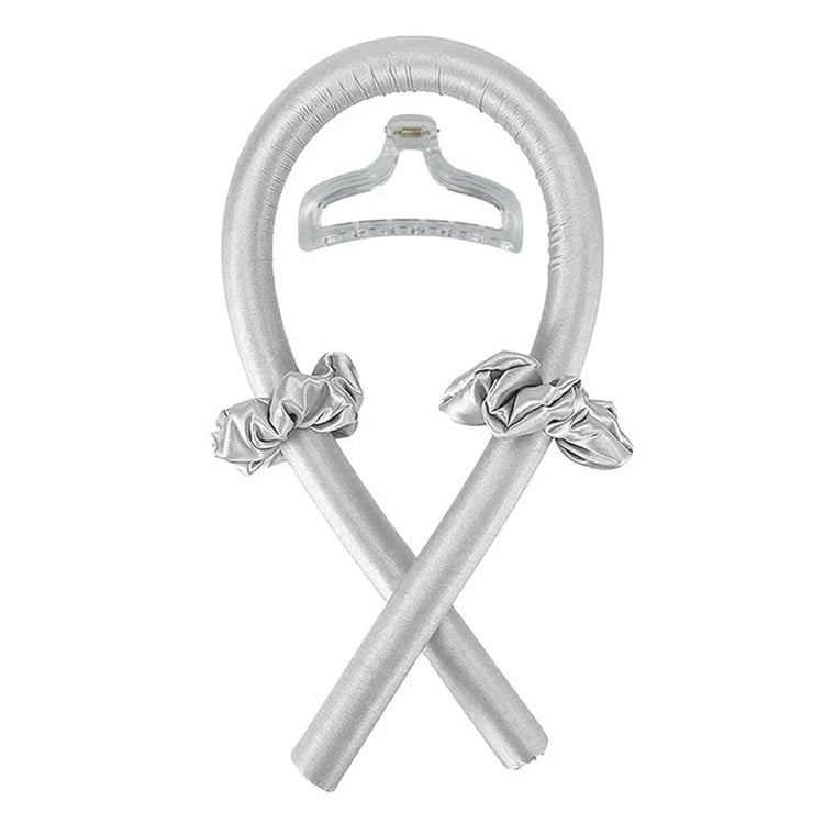 Grey with Clip Color Heatless Curling Headband Set – Soft Foam No-Heat Rollers