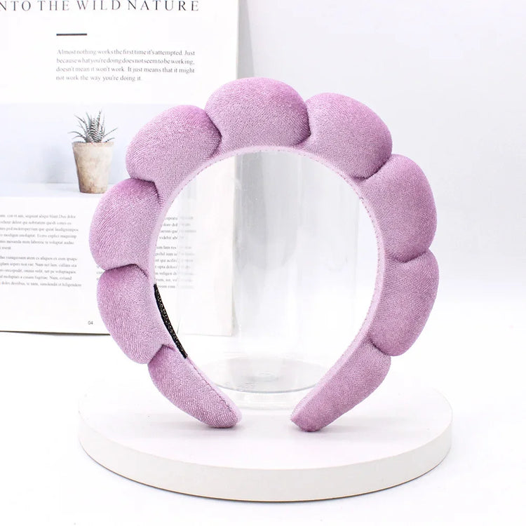 Light purple Color Velvet Spa Headband For Face Washing And Skincare