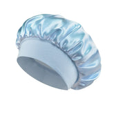 sky blue Color Women’s Satin Sleep Bonnet – Wide Brim, Soft Elastic Band