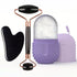 3pcs set-Purple Color Silicone Ice Face Roller Set With Gua Sha Massage Tools