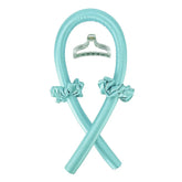 Lake Blue with Clip Color Heatless Curling Headband Set – Soft Foam No-Heat Rollers