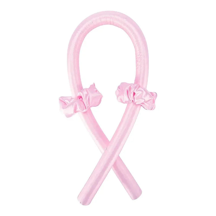 Pink no Clip Color Heatless Curling Headband Set – Soft Foam No-Heat Rollers