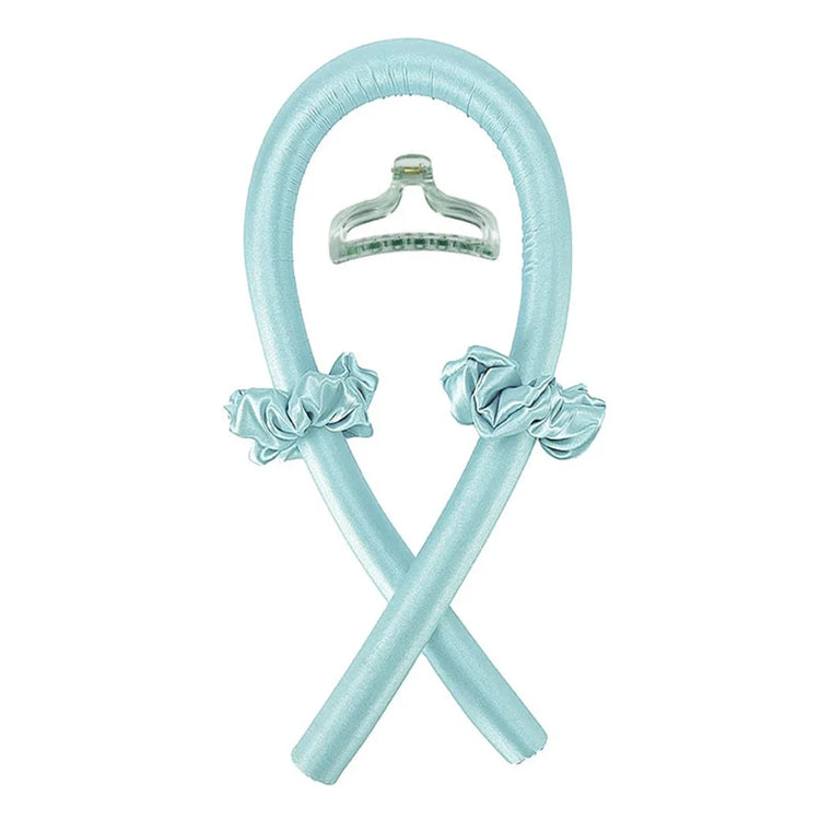 Mint Green with Clip Color Heatless Curling Headband Set – Soft Foam No-Heat Rollers