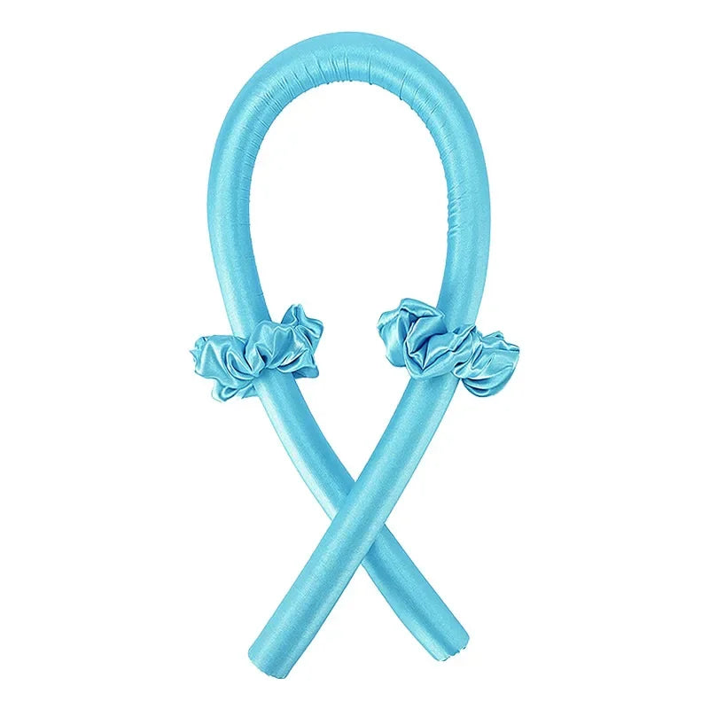 Blue no Clip Color Heatless Curling Headband Set – Soft Foam No-Heat Rollers