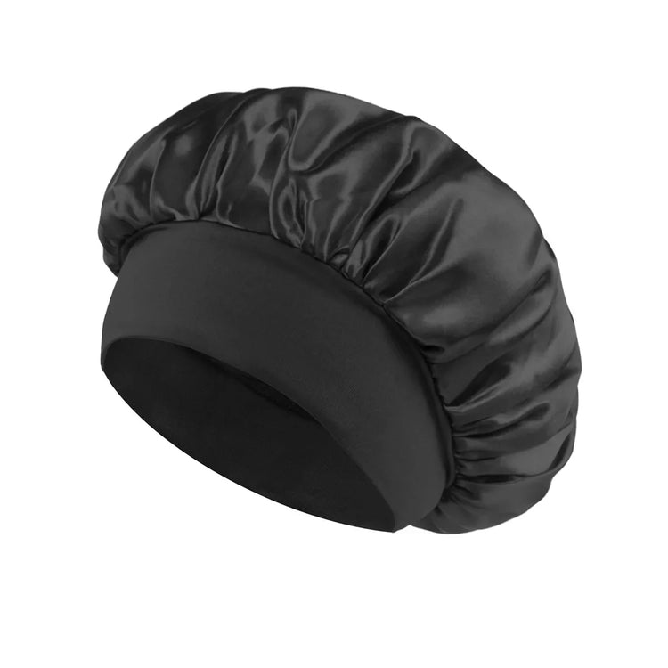 Women’s Satin Sleep Bonnet – Wide Brim, Soft Elastic Band