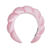 Pink Color Velvet Spa Headband For Face Washing And Skincare