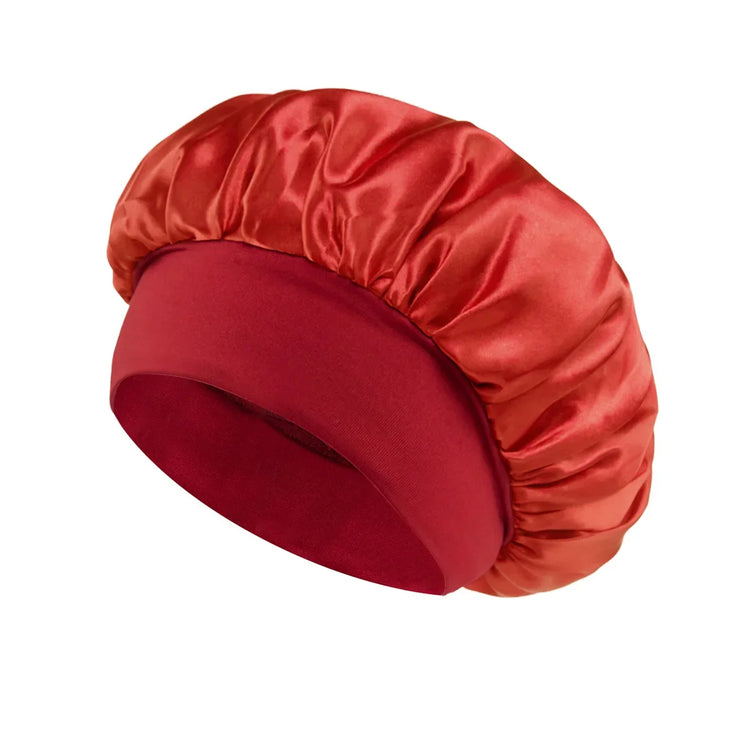 vermelho Cor Touca De Cetim Para Dormir Feminina Com Elástico Suave