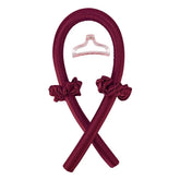 Wine Red with Clip Color Heatless Curling Headband Set – Soft Foam No-Heat Rollers