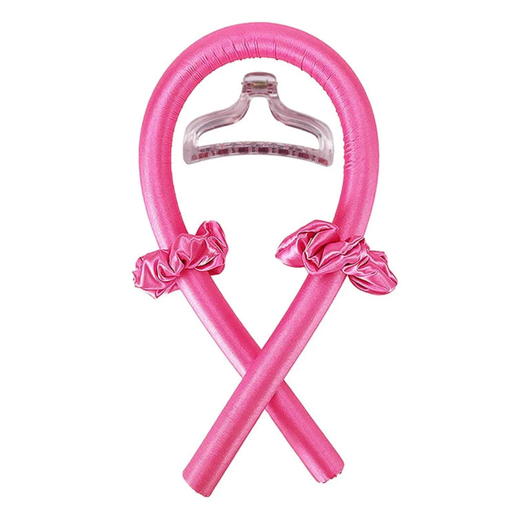 Rose Red with Clip Color Heatless Curling Headband Set – Soft Foam No-Heat Rollers