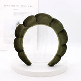 army green Color Velvet Spa Headband For Face Washing And Skincare