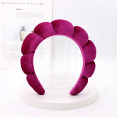 Rose Red Color Velvet Spa Headband For Face Washing And Skincare