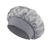 gray Color Women’s Satin Sleep Bonnet – Wide Brim, Soft Elastic Band