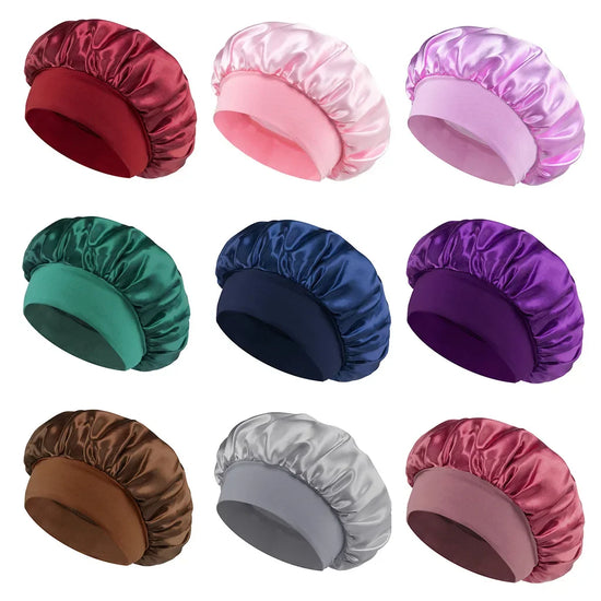 Women’s Satin Sleep Bonnet – Wide Brim, Soft Elastic Band