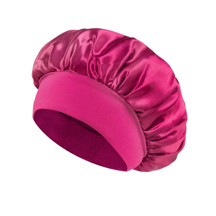rosa Cor Touca De Cetim Para Dormir Feminina Com Elástico Suave