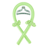 Shiny Green with Cli Color Heatless Curling Headband Set – Soft Foam No-Heat Rollers