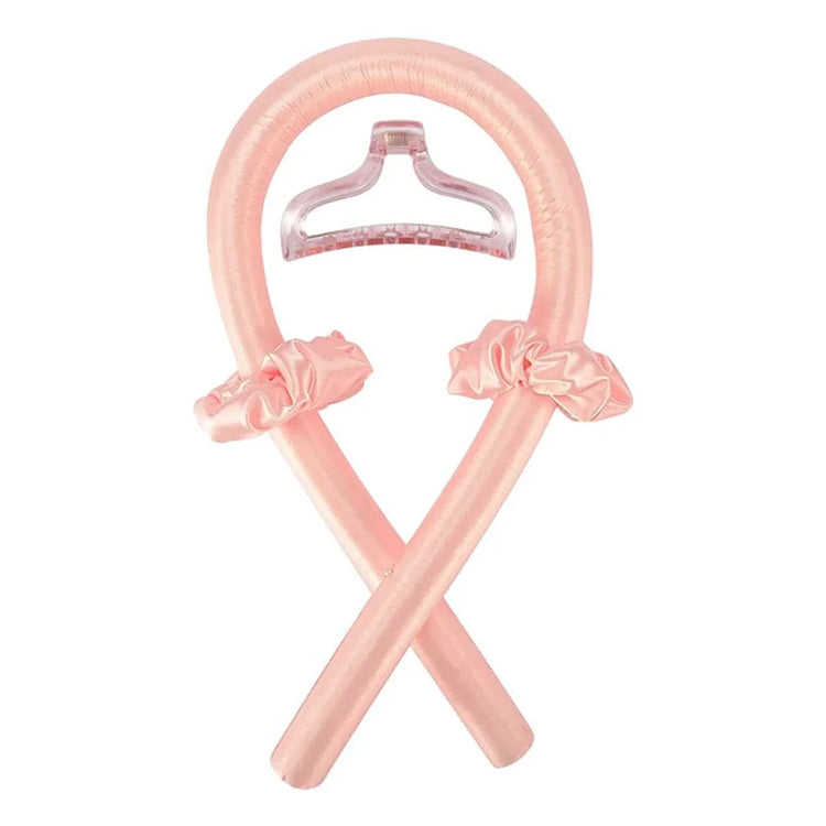 Orange-pinkwith Clip Color Heatless Curling Headband Set – Soft Foam No-Heat Rollers