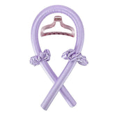 Purple with Clip Color Heatless Curling Headband Set – Soft Foam No-Heat Rollers