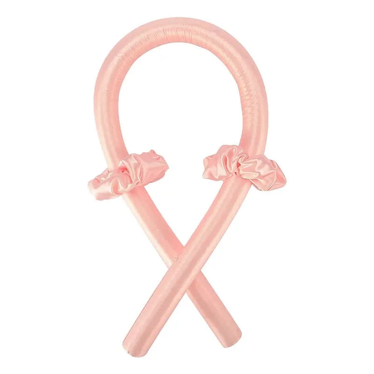 Orange-pink no Clip Color Heatless Curling Headband Set – Soft Foam No-Heat Rollers