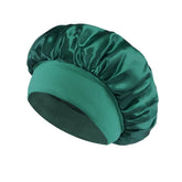 cyan Color Women’s Satin Sleep Bonnet – Wide Brim, Soft Elastic Band