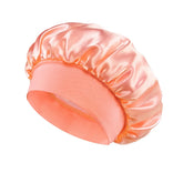 orange Color Women’s Satin Sleep Bonnet – Wide Brim, Soft Elastic Band