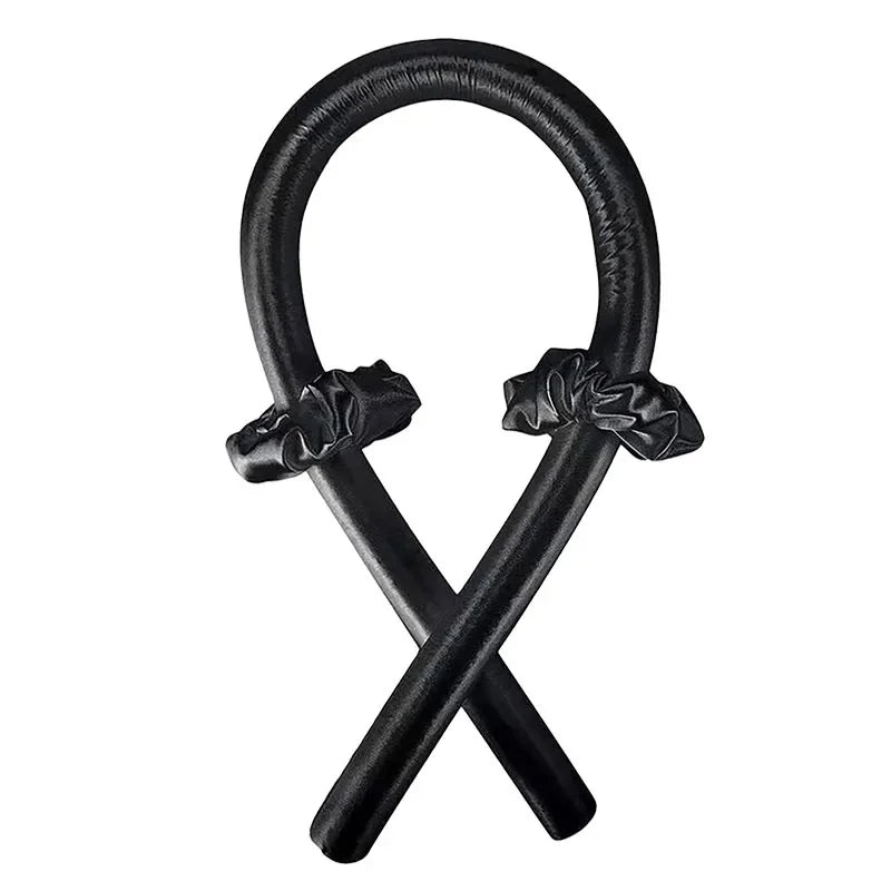 Black no Clip Color Heatless Curling Headband Set – Soft Foam No-Heat Rollers