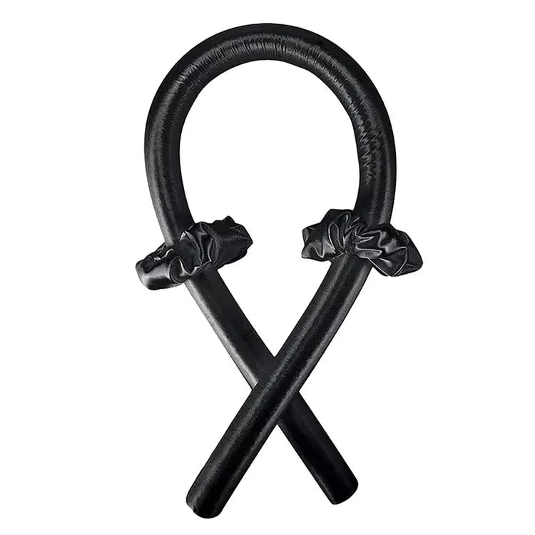 Black no Clip Color Heatless Curling Headband Set – Soft Foam No-Heat Rollers