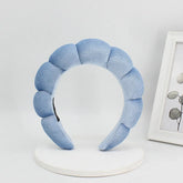 LIGHT BLUE Color Velvet Spa Headband For Face Washing And Skincare